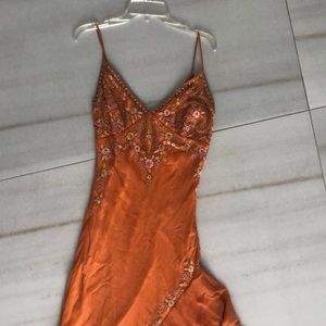 Embroidered orange dress